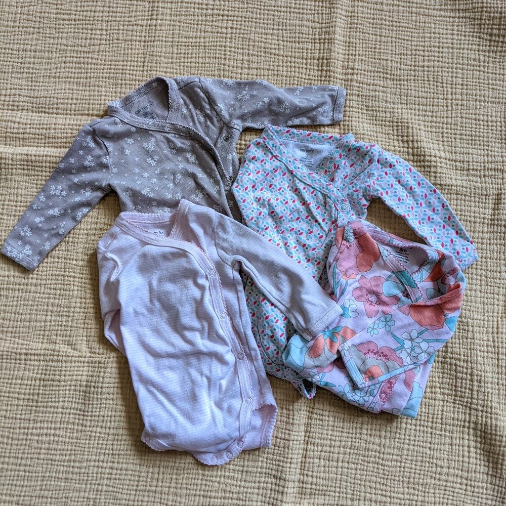 Bundle 4 long sleeve baby girl onesies